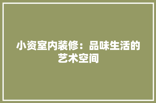 小资室内装修：品味生活的艺术空间 现代风格装饰