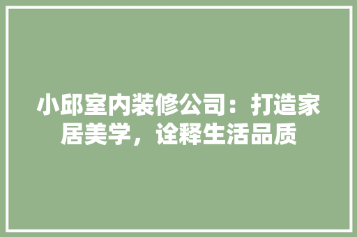 小邱室内装修公司：打造家居美学，诠释生活品质 现代风格装饰