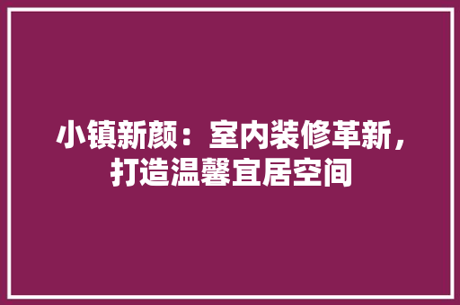 小镇新颜：室内装修革新，打造温馨宜居空间 现代风格装饰