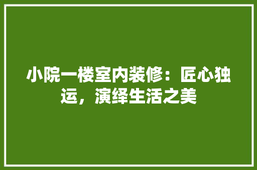 小院一楼室内装修：匠心独运，演绎生活之美 现代风格装饰