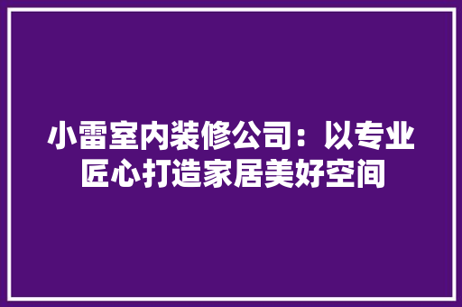 小雷室内装修公司：以专业匠心打造家居美好空间