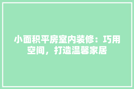 小面积平房室内装修：巧用空间，打造温馨家居 现代风格装饰