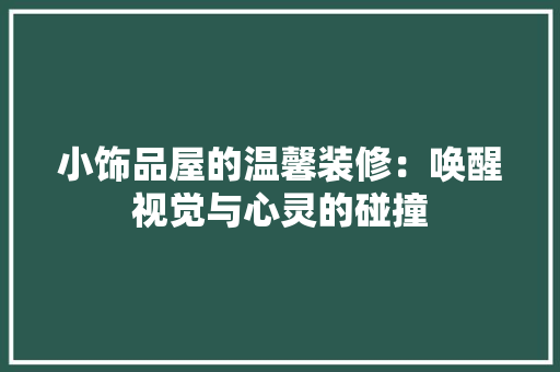 小饰品屋的温馨装修：唤醒视觉与心灵的碰撞 现代风格装饰