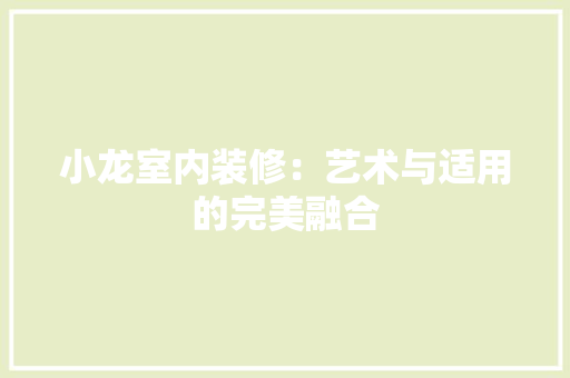小龙室内装修：艺术与适用的完美融合 现代风格装饰