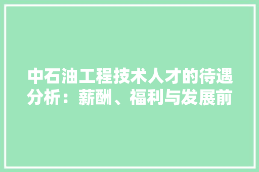 中石油工程技术人才的待遇分析：薪酬、福利与发展前景