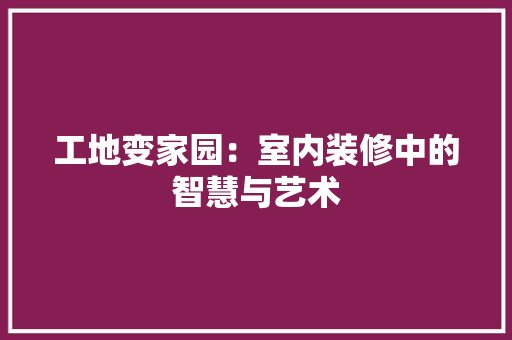工地变家园：室内装修中的智慧与艺术 现代风格装饰