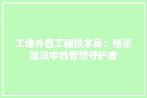 工地外包工程技术员：桥梁建设中的智慧守护者 现代风格装饰