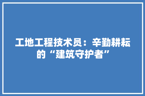 工地工程技术员：辛勤耕耘的“建筑守护者” 现代风格装饰