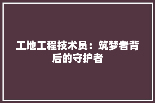 工地工程技术员：筑梦者背后的守护者 现代风格装饰