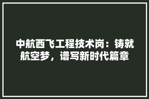 中航西飞工程技术岗：铸就航空梦，谱写新时代篇章 家居装修