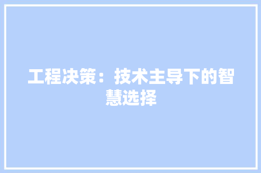 工程决策：技术主导下的智慧选择 现代风格装饰