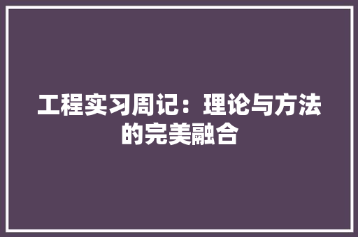 工程实习周记：理论与方法的完美融合 现代风格装饰