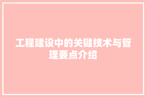 工程建设中的关键技术与管理要点介绍 现代风格装饰