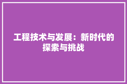 工程技术与发展：新时代的探索与挑战 现代风格装饰