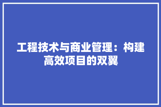 工程技术与商业管理：构建高效项目的双翼