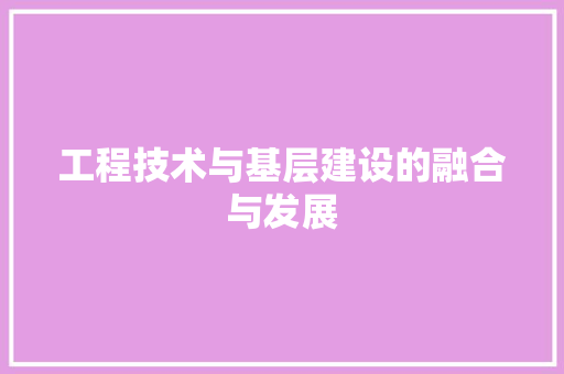 工程技术与基层建设的融合与发展 现代风格装饰