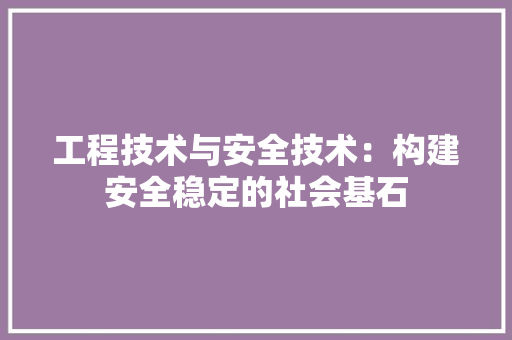 工程技术与安全技术：构建安全稳定的社会基石 现代风格装饰