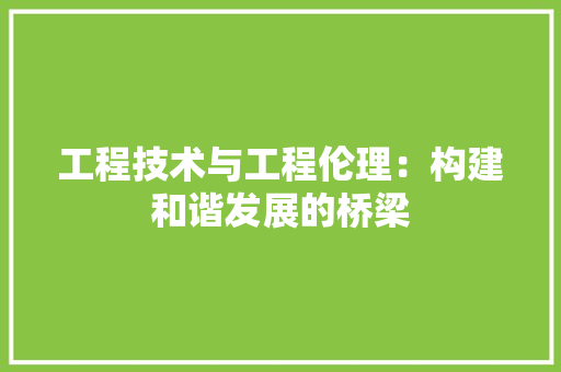 工程技术与工程伦理：构建和谐发展的桥梁 现代风格装饰