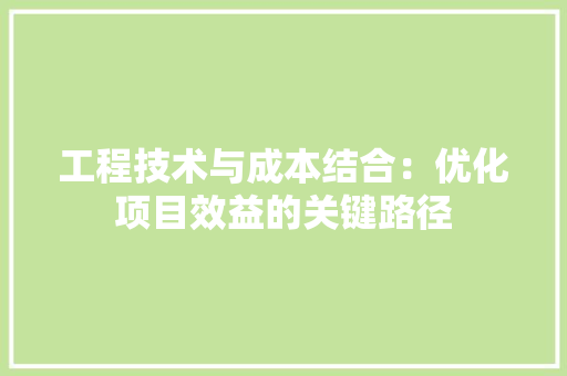 工程技术与成本结合：优化项目效益的关键路径 现代风格装饰