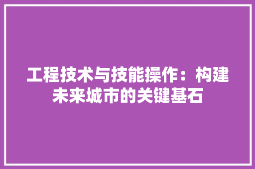 工程技术与技能操作：构建未来城市的关键基石 现代风格装饰