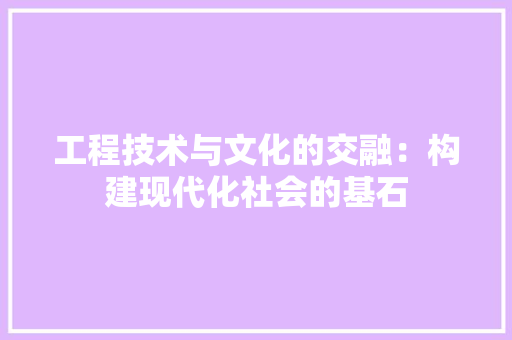 工程技术与文化的交融：构建现代化社会的基石 现代风格装饰