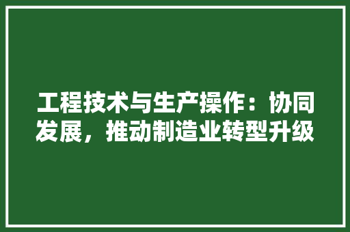 工程技术与生产操作：协同发展，推动制造业转型升级 现代风格装饰