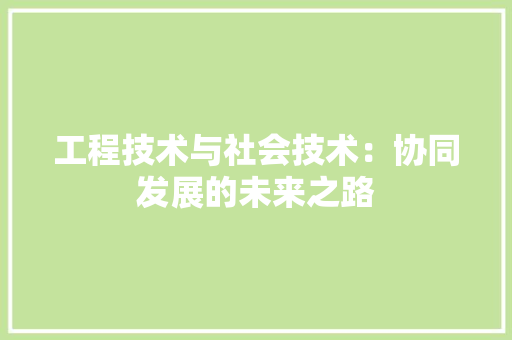 工程技术与社会技术：协同发展的未来之路 现代风格装饰