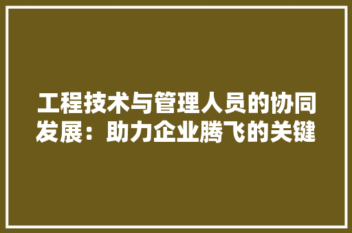 工程技术与管理人员的协同发展：助力企业腾飞的关键要素 现代风格装饰