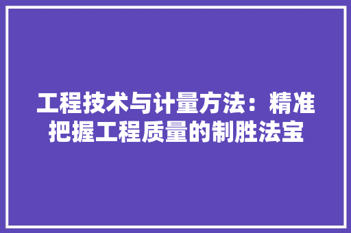 工程技术与计量方法：精准把握工程质量的制胜法宝 现代风格装饰