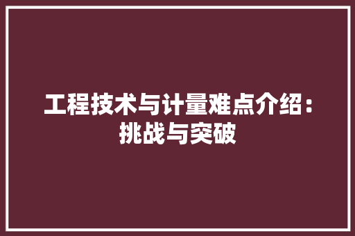 工程技术与计量难点介绍：挑战与突破
