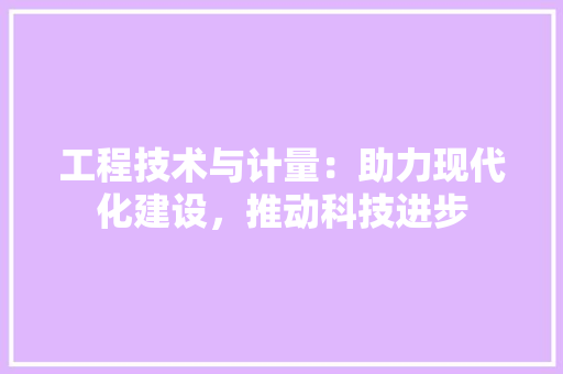 工程技术与计量：助力现代化建设，推动科技进步 现代风格装饰