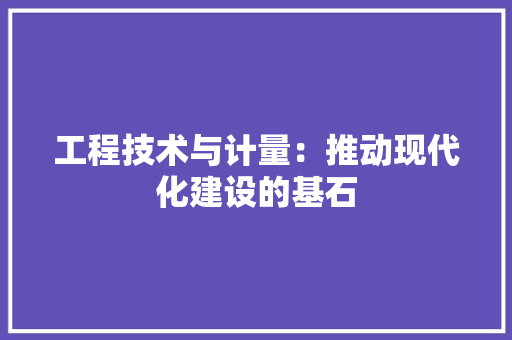 工程技术与计量：推动现代化建设的基石 现代风格装饰