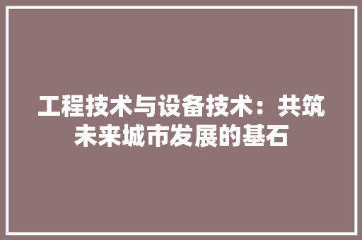 工程技术与设备技术：共筑未来城市发展的基石 现代风格装饰