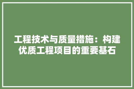 工程技术与质量措施：构建优质工程项目的重要基石 现代风格装饰