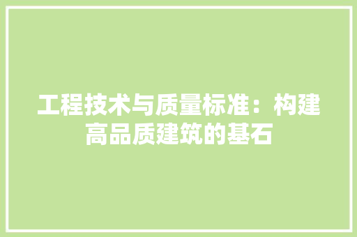 工程技术与质量标准：构建高品质建筑的基石 现代风格装饰