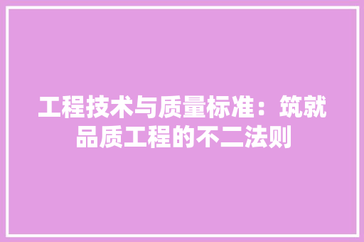 工程技术与质量标准：筑就品质工程的不二法则 现代风格装饰