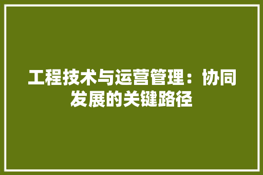 工程技术与运营管理：协同发展的关键路径 现代风格装饰