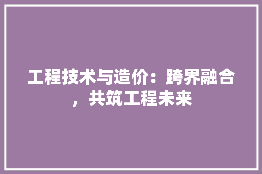 工程技术与造价：跨界融合，共筑工程未来 现代风格装饰