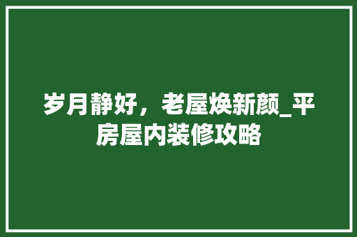 岁月静好，老屋焕新颜_平房屋内装修攻略 现代风格装饰