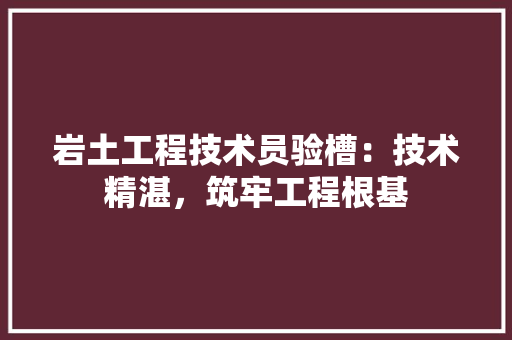 岩土工程技术员验槽：技术精湛，筑牢工程根基 现代风格装饰