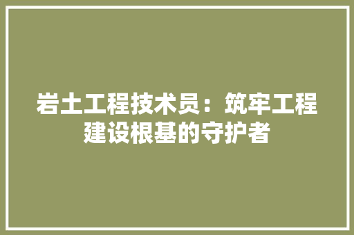 岩土工程技术员：筑牢工程建设根基的守护者 现代风格装饰