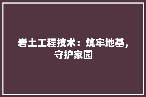 岩土工程技术：筑牢地基，守护家园 现代风格装饰