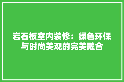 岩石板室内装修：绿色环保与时尚美观的完美融合 现代风格装饰