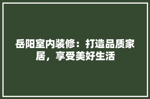 岳阳室内装修：打造品质家居，享受美好生活 现代风格装饰