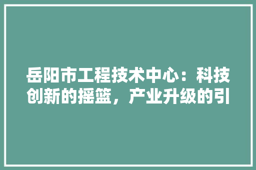 岳阳市工程技术中心：科技创新的摇篮，产业升级的引擎 现代风格装饰