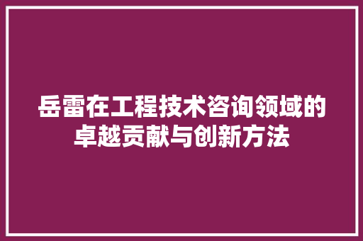 岳雷在工程技术咨询领域的卓越贡献与创新方法 现代风格装饰