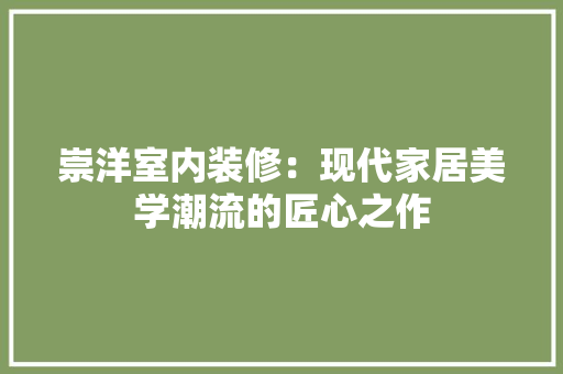 崇洋室内装修：现代家居美学潮流的匠心之作 现代风格装饰