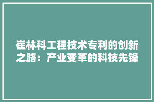 崔林科工程技术专利的创新之路：产业变革的科技先锋 现代风格装饰