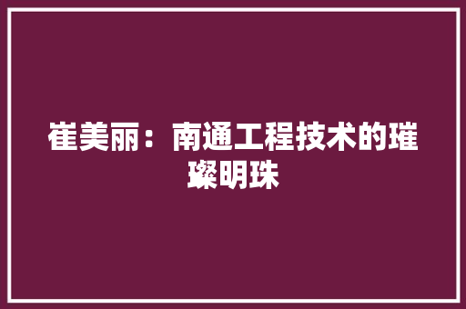 崔美丽：南通工程技术的璀璨明珠 现代风格装饰