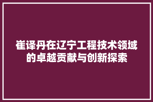 崔译丹在辽宁工程技术领域的卓越贡献与创新探索 现代风格装饰